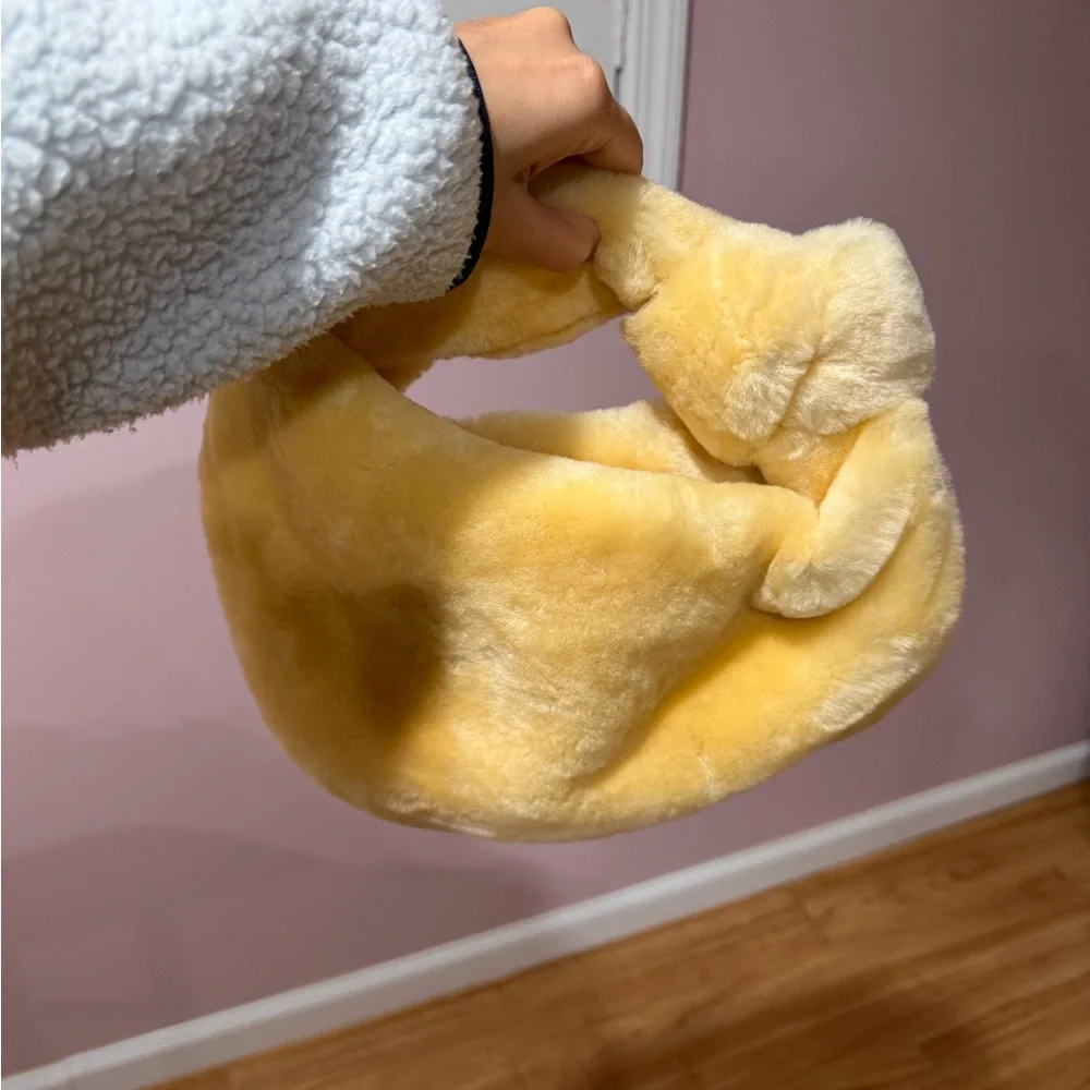 Yellow Faux Fur Handbag - Picture 2 of 4
